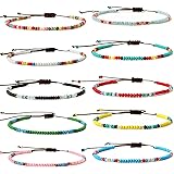 XIJIN 8Pcs Handmade Beaded Anklets for Women Girls Boho Colorful Beads Ankle Bracelets Adjustable Foot Anklet Set