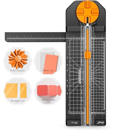 Rotary Paper Cutter 12 Inch - 3-in-1 Trimmer With Straight, Wavy & Perforating Blades, Safe Enclosed Design For Crafting, Scrapbooking