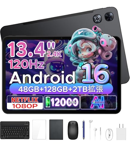 Amazon.co.jp: 【2026新登場 Android16 タブレット 13.4インチインチ