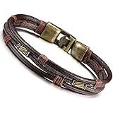 Jstyle Mens Vintage Leather Wrist Band Brown Rope Bracelet Bangle
