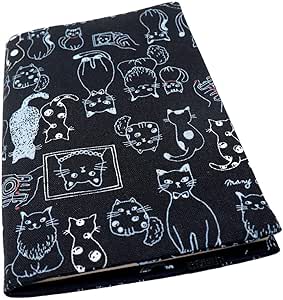 Amazon Taka ブックカバー 文庫 布製 かわいい猫 文庫本カバー おしゃれ 黒 ブックカバー 文房具 オフィス用品