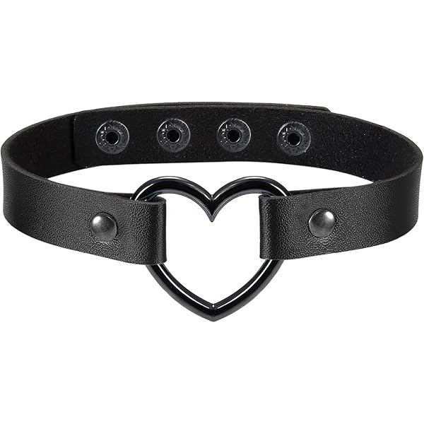 Spiked Choker Cute Black Necklace With Chrome Hearts Charms