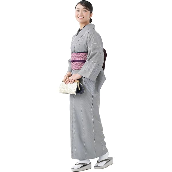 Amazon.co.jp: [和さくら庵] 着物 洗える 袷 小紋 と 軽装帯 付け帯 2