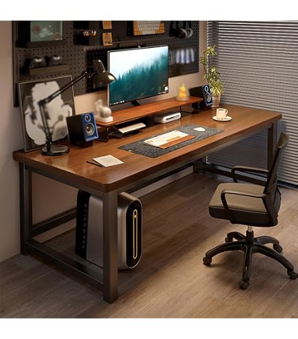 机 作業台 パソコンデスク Amazon | FOLUBAN 71インチ 工業用コンピューターデスク Z字型の脚