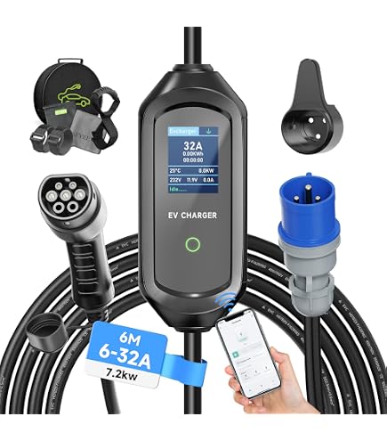 Amazon.co.jp: ポータブルEV充電器タイプ2 IEC62196-2 EVSE急速充電