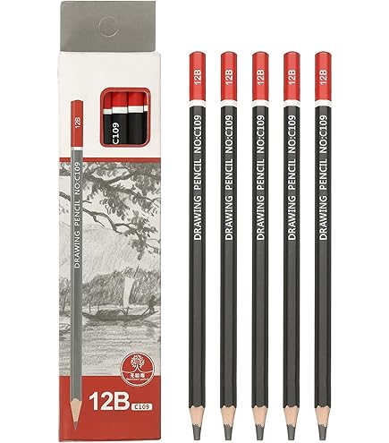 Amazon | 【A-Flat】濃くて書きやすい鉛筆 (12B) | 鉛筆 | 文房具