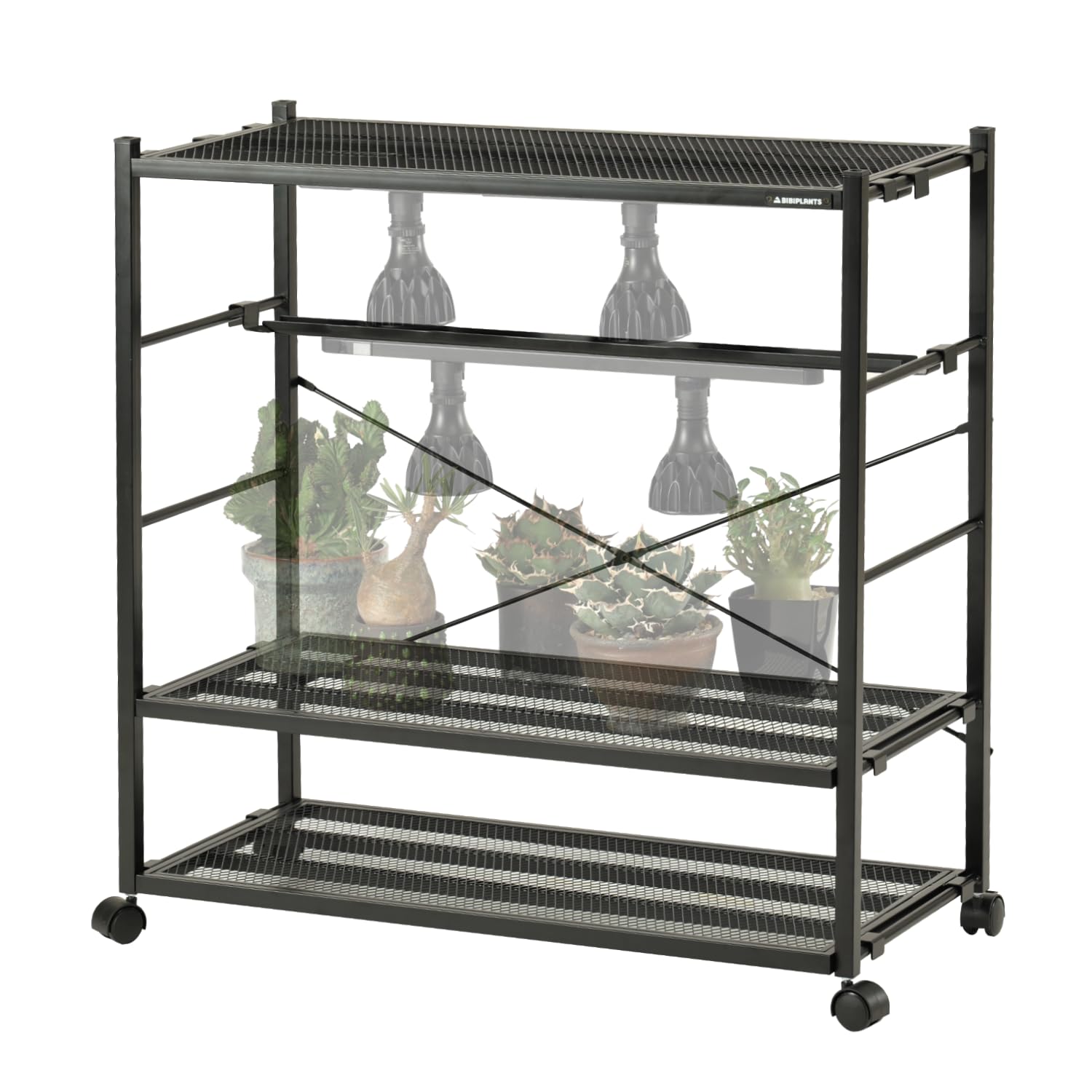 BIBIPLANTS(ビビプランツ) ジャングルラック コア LPR-J800-BK 植物ラック 植物棚 | 植物育成ライト 植物用サーキュレーター 取り付け可能 キャスター付き 上下左右連結 植物棚 多肉棚 植物を乗せる台 フラワースタンド プラン