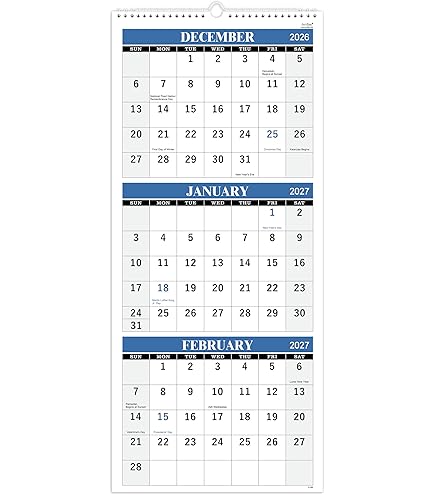 2026 Wall Calendar - 3-Month Wall Calendar Display (Folded in a