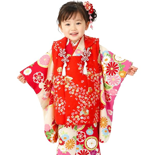 Amazon | 七五三 着物 3歳 被布セット 正絹 女の子 京都花ひめ 花車3