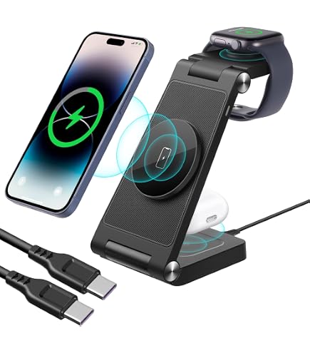 Amazon.co.jp: Seimina ワイヤレス充電器 3in1 MagSafe対応 マグネット