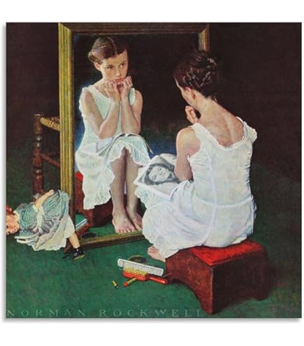 Girl at the Mirror ノーマン・ロックウェル Amazon.co.jp: Norman Rockwell ノーマン・ロックウェル 鏡に向かう