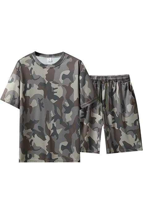 Amazon | [J.STORE] 迷彩 カモフラ 柄 セットアップ カーゴ ハーフ 