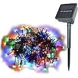 LEDイルミネーションライト ソーラー充電式 ミックスカラー 100球 10m 8パターン クリスマス 飾り 電飾 ガーデンライト 自動点灯 MIX-10