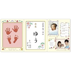 おたんじょうきろく 手を汚さずに手形足形がとれる 命名紙セット