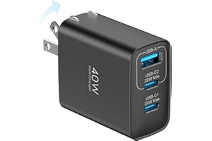 TOPADRE 合計40W 急速充 電器 タイプc 充電 器【折畳み式/GaNIII技術/超低温/PSE技術基準適合】3 IN 1 USB充電器三台同時充 電 usb c 充 電 器 iPhone iPad Androidその他各種機器対応 ブラック