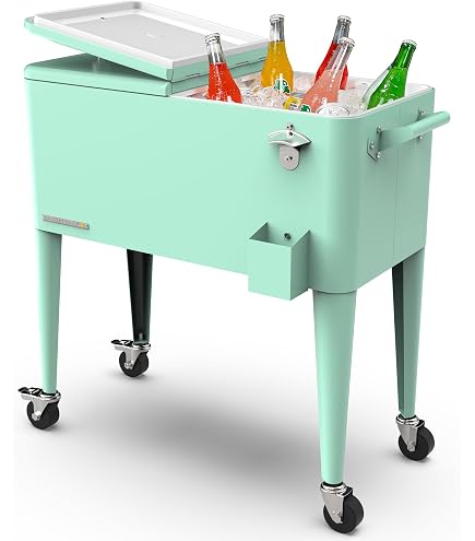 Leigh Country Sprite Kühler 60 QT – Grüner Retro-Rollkühler Mit Flaschenöffner, Für Camping & Partys