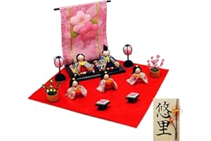 大阪長生堂 雛人形 コンパクト ミニ お雛様 名入れ 木札特典付 ちりめん ひな人形 花几帳わらべ雛5人揃い