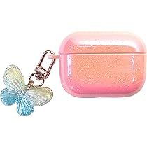 AirPods Pro ケースカバー ピンク 蝶々 Amazon | ピンクの蝶 ヒョウ柄 Airpods Proケース キーチェーン