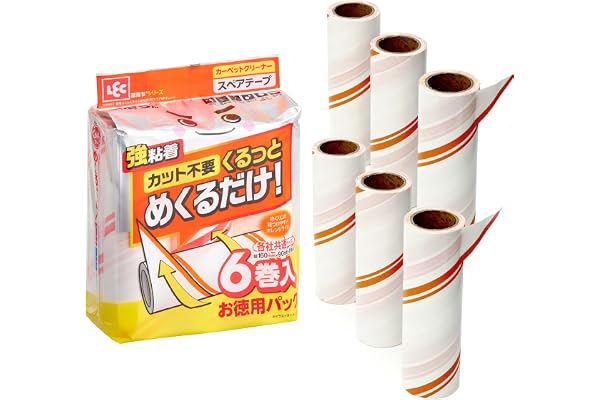 レック(LEC) 激落ちくん らせん状に切れてる めくりやすい 粘着テープ (90周巻×6巻入) 各社共通サイズ 強力タイプ