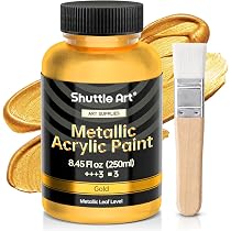 Amazon | Shuttle Art アクリル絵の具 ゴールド メタリックカラー