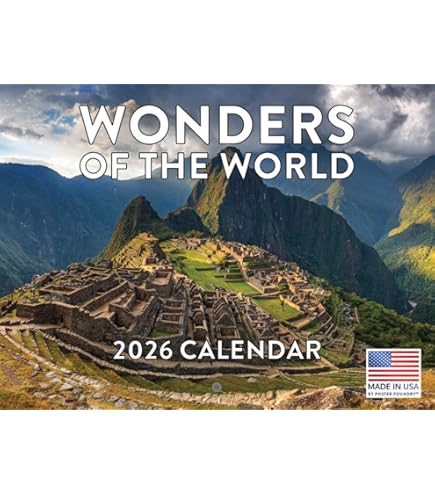 2026 Wall Calendar - Wonders Of The World Theme, July 2025 To Dec 2026, 12x24 Inch (Opened