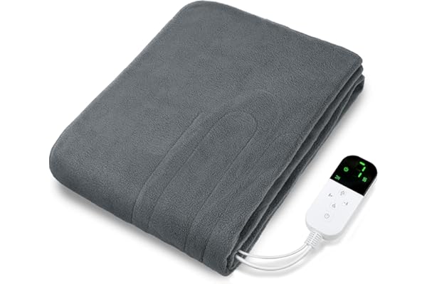 電気毛布 掛け敷き兼用 洗える【160x80cm 7段階温度調節 2-4-8-12H切タイマー】AI過熱保護 80W 節電 ダニ退治 電気ブランケット 速暖 省エネ 軽くて柔かい生地 肩掛け 膝掛け シングル 防寒対策 暖房器具 キャンプ オフィス 車中泊 ギフト PSE認証済み (グレー, 160*80CM)