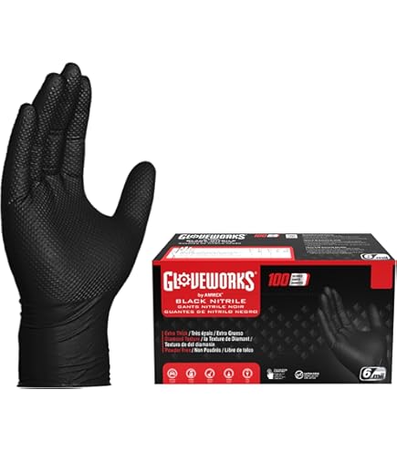 GLOVEWORKS HD Industrial Black Nitrile Diamond Texture Grip