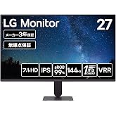 LG モニター ディスプレイ 27G411B-B 27インチ/フルHD/IPS/144Hz/sRGB 99%/HDR/1ms/HDMI、DP | 省エネモード搭載。目に優しいブルーライト低減モードやフリッカーセーフ、低反射パネルを採用。ビジネスからラ