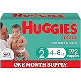 Huggies Infant Nappies Size 2 (4-8kg) 192 Count - One Month Supply (Packaging May Vary)