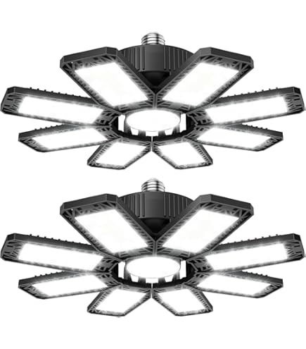 Amazon.co.jp : LEDガレージライト、180W倉庫天井照明12個の調整可能な