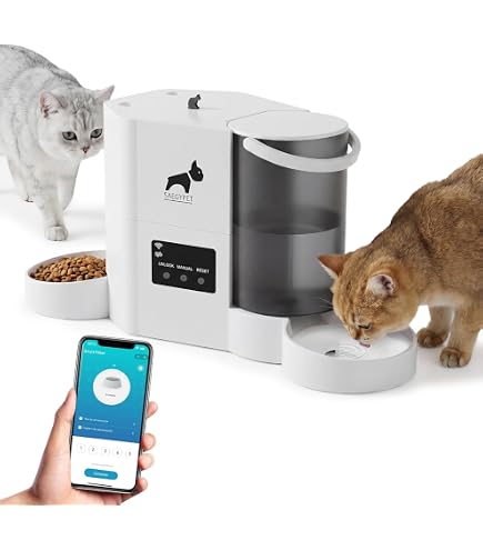 DUDUPET 自動給餌器 給水器 WiFi対応 4L給餌 3L給水 新品 Amazon | DUDUPET 自動給餌器 猫 給餌器＆給水器 (ホワイト-WIFI式