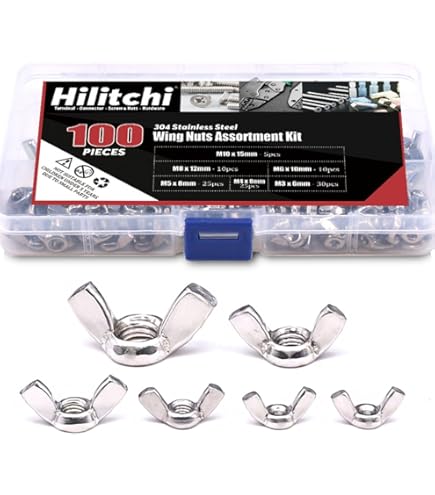Glarks 110Pcs Wing Nuts Assortment Kit,M3/M4/M5/M6/M8/M10/M12 Black - View #4