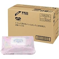 Amazon | トイレに流せるパッとおしりふき80枚2個パック ケース販売用