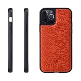 HANATORA for iPhone 14Pro ケース 本革 耐衝撃 スマホケース スマホ コードホルダー 付き シュリンクカーフレザー ギフト バンパー型 マグネットなし オレンジ SPG-14Pro-Orange