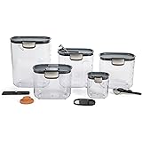 ProKeeper+ 9ピース クリアプラスチック 気密性食品小麦粉とシュガーベイカーのキッチン収納整理容器キャニスターセット 磁気アクセサリー付き