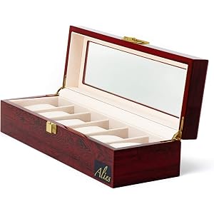 【正規品】Alies(アリエス) 腕時計収納ケース 腕時計ケース コレクションケース 6本用 木製 赤