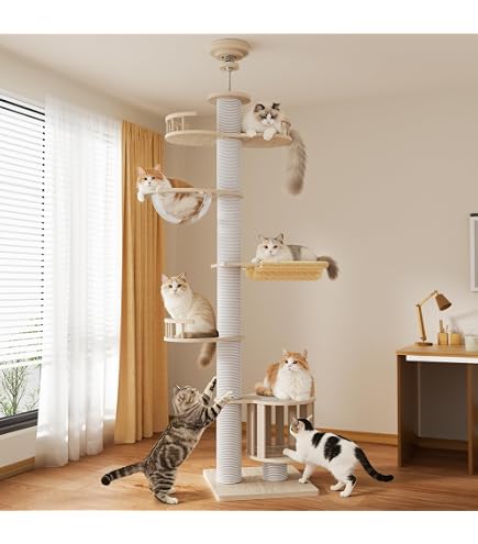 Amazon | 日本メーカー RAKU キャットタワー 突っ張り 高さ182-281cm