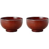 宮本産業 汁椀 ブラウンなど 360ml 山中塗 レンジ・食洗機対応汁椀(溜透き木目・2個組)約径11.0×高6.3cm 20961172