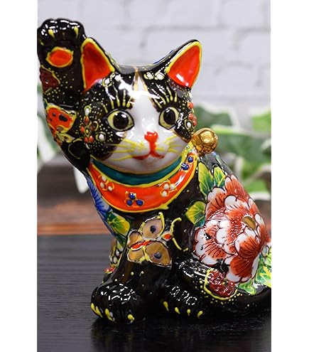 Amazon.co.jp: 『九谷焼』招き猫（4号）花むらさき K7-1499 : ホーム