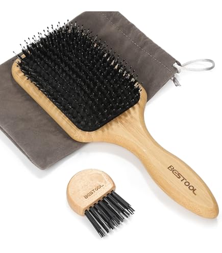 Amazon | BESTOOL ヘアブラシ 豚毛 くし 木製 櫛 パドルブラシ メンズ
