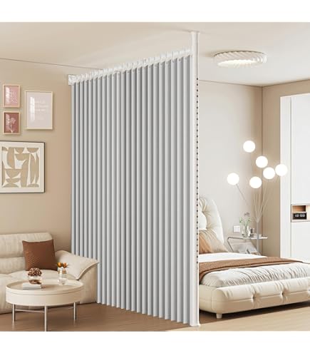 突っ張り＆伸縮式目隠しカーテン リングタイプ 部屋 仕切り