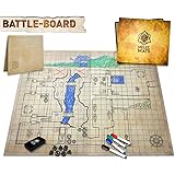 オリジナルバトルグリッドゲームボード - 27インチ×23インチ - ダンジョンズドラゴンズのマット - ホワイトボード&Hex RPGミニチュアマップグリッド - DND第5版テーブルトップダイスセット - ウィザードザコーストスターター&マスター