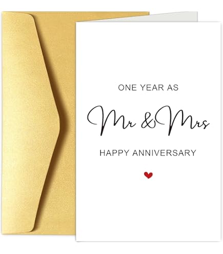 Amazon | Qiliji Happy 1st Anniversary Card for Him Her, First