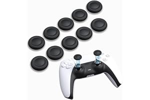 NEWDERY PS5 コントローラー 交換用スティックキャップ 10個キット PS4 コントローラー/PS5 コントローラー/PS5 コントローラー Edge ハンドル 交換用ジョイスティックキャップ 周辺機器 ホコリ防止 全面保護 快適なグリップ 取り付け簡単 ブラック