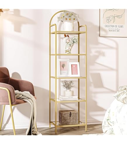 Amazon.co.jp: Homhedy 本棚 アーチ型ディスプレイラック 金属製本棚