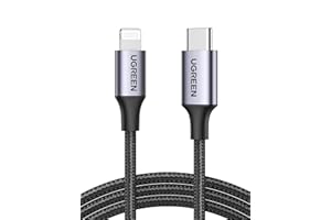 UGREEN USB-C Lightningケーブル PD対応 MFi認証取得 急速充電 ライトニングケーブル 高耐久 ナイロン編み iPhone 14 /iPhone 13 / 12 / 11 / iPad Mini/Air/Proなどに対応 短い