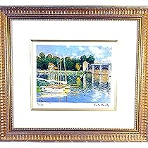 Amazon.co.jp: 絵画 版画 モネ 額付き 『アルジャントュイユの橋