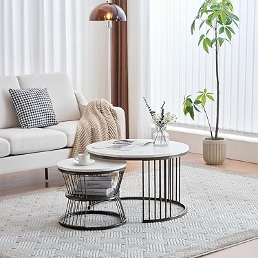 ネストテーブル 自由に組み合わせ 2個セット 大/直径60cm 小/直径40cm Amazon.co.jp: Giantex ネストテーブル 自由に組み合わせ 2個