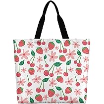オーダー品　ハンドメイド　トートバッグ　シーズーパネル柄　いちご生地 いちご柄トートバッグ デイリートートバッグ いちごモチーフ 苺