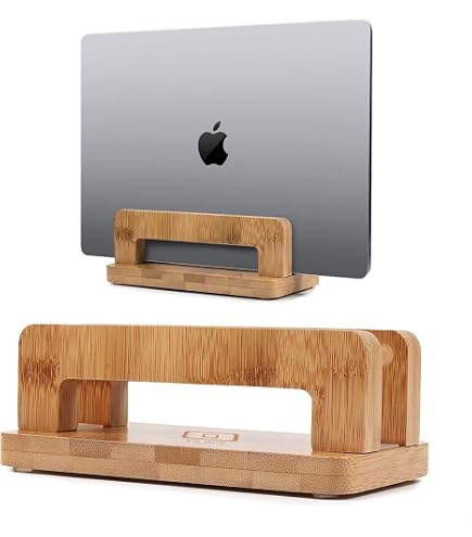 Bambus Laptop-Ständer Vertikal – Platzsparende Halterung Für MacBook, Dell, HP & Weitere Laptops